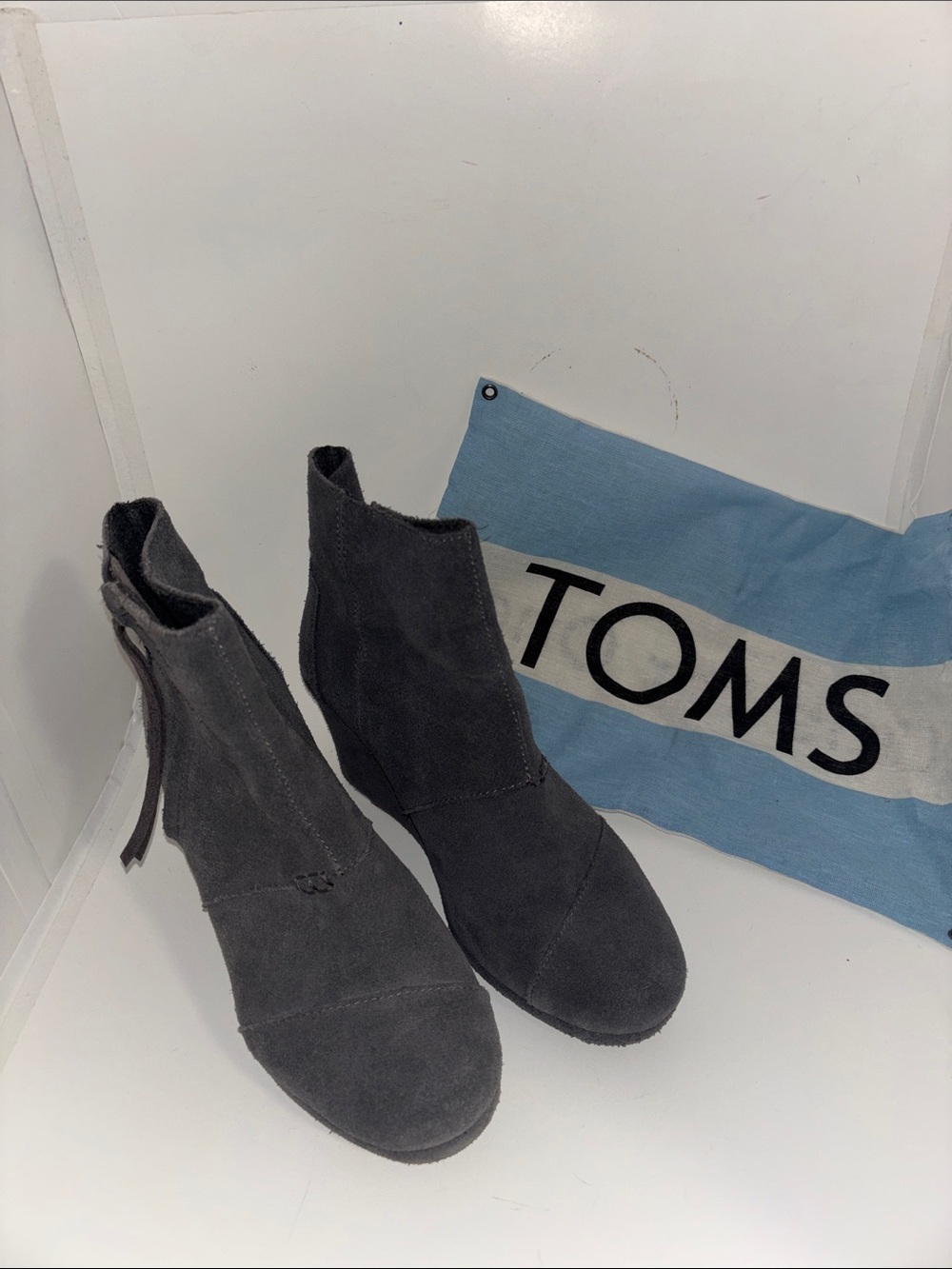 TOMS Gray Suede Ankle Booties